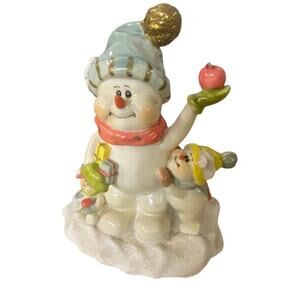 Snowman Figurine 8" Holiday Christmas Winter Decor Family Snowmen Glitter Base